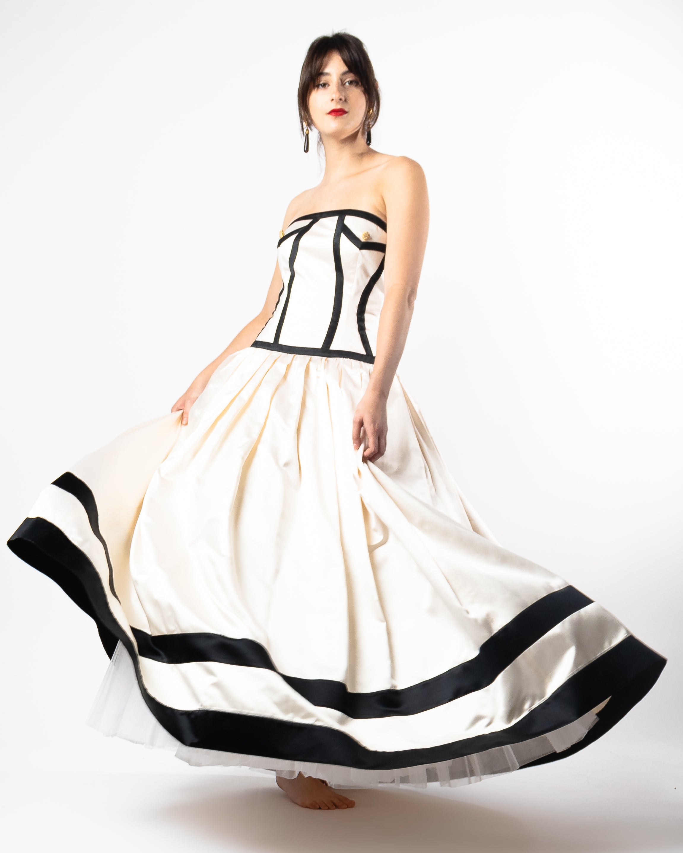Recess Los Angeles Vintage Consignment Romy Reiner Escada Contrast Seam Gown