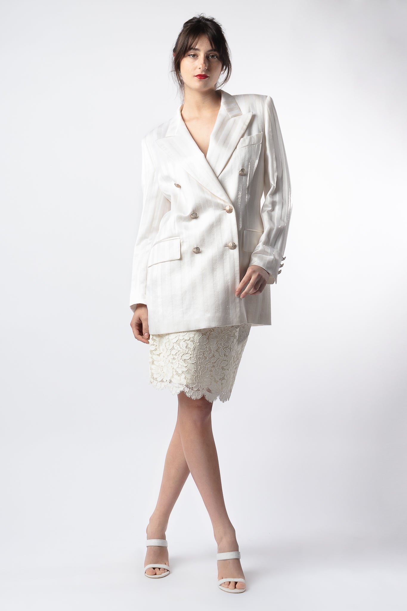 Recess Los Angeles Vintage Consignment Romy Reiner Escada Wedding Blazer Portara Lace Skirt