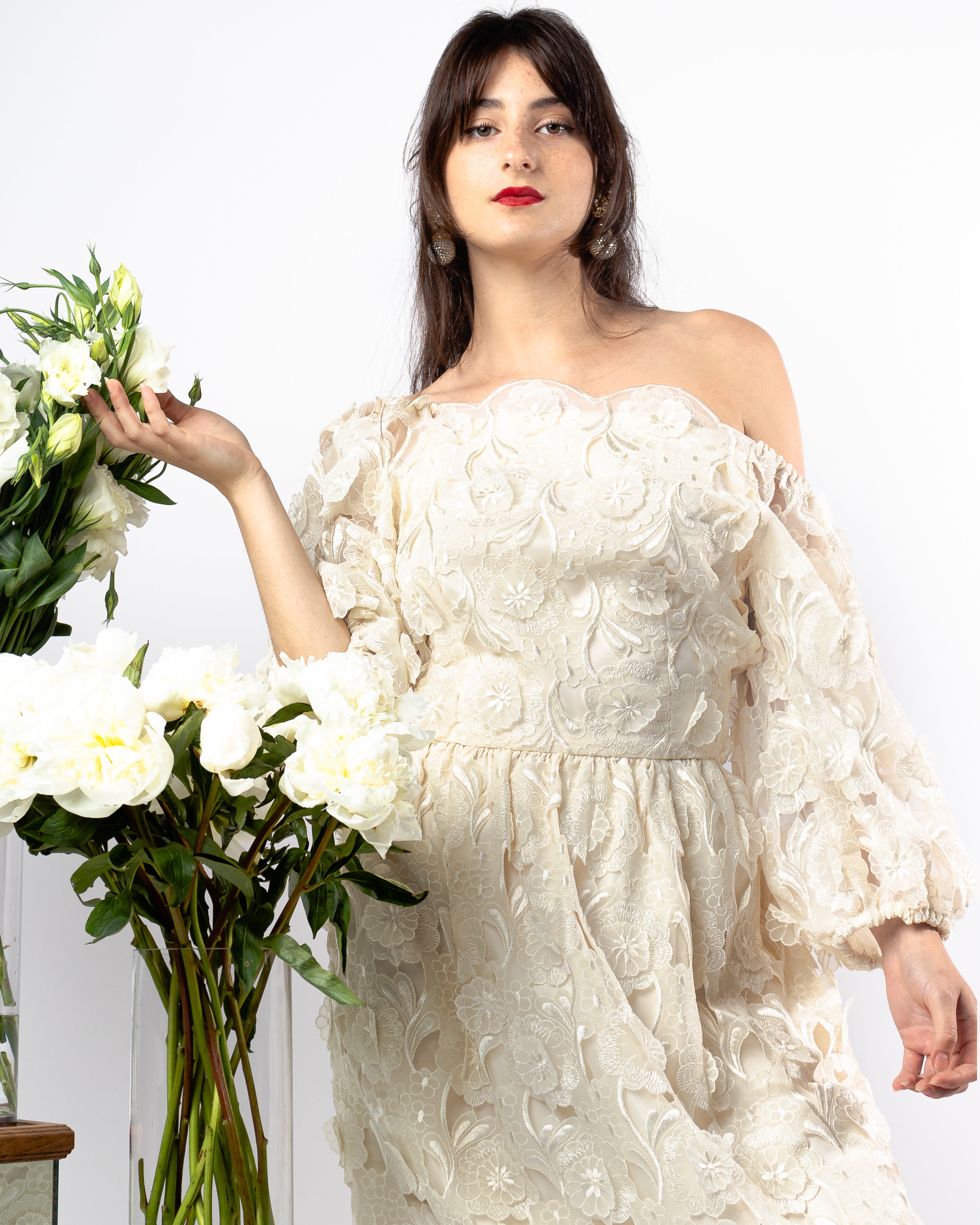Recess Los Angeles Vintage Consignment Romy Reiner Richilene Lace Peasant Wedding Dress