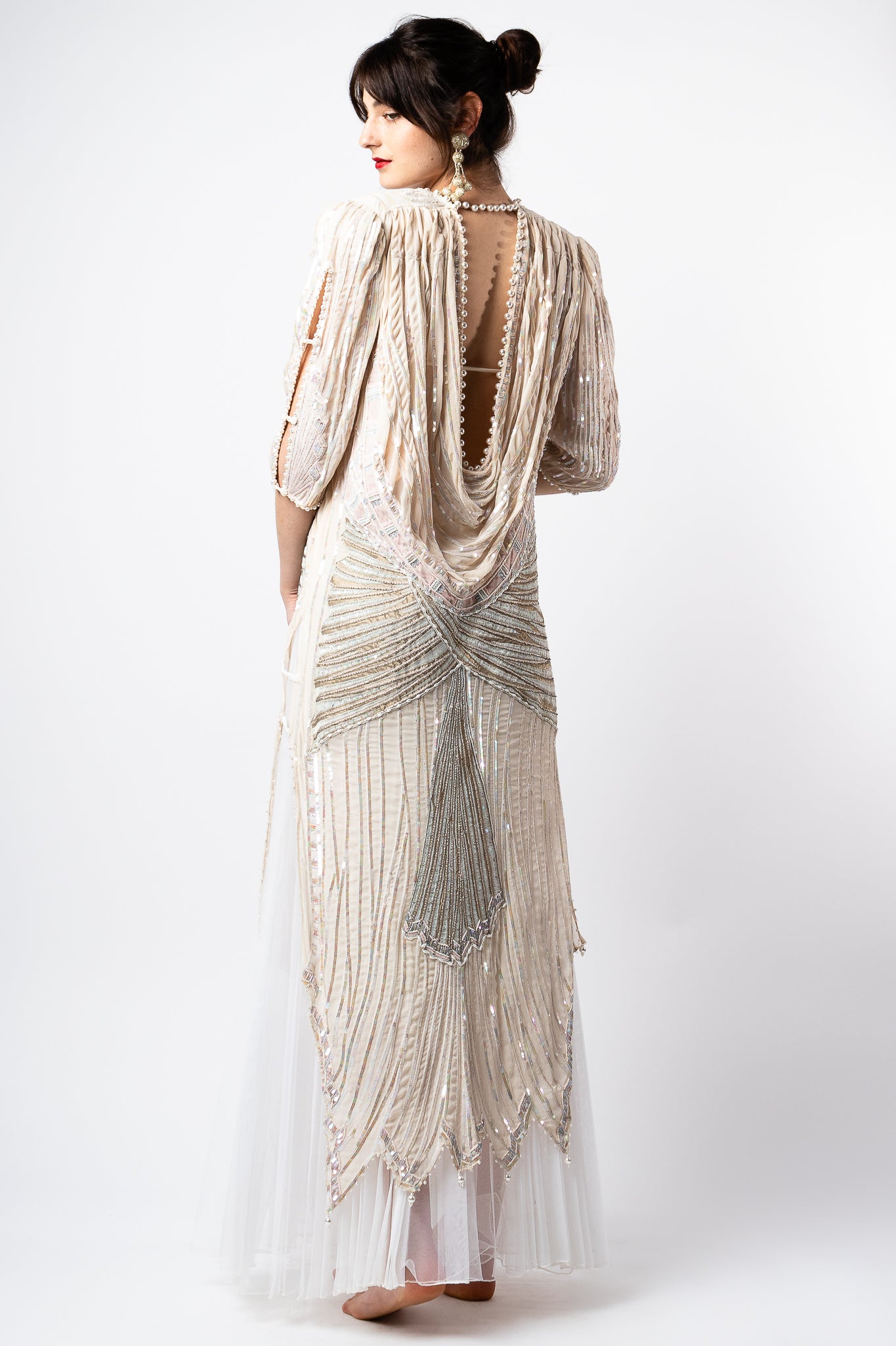 Recess Los Angeles Vintage Consignment Romy Reiner Zandra Rhodes Beaded Layered Gown