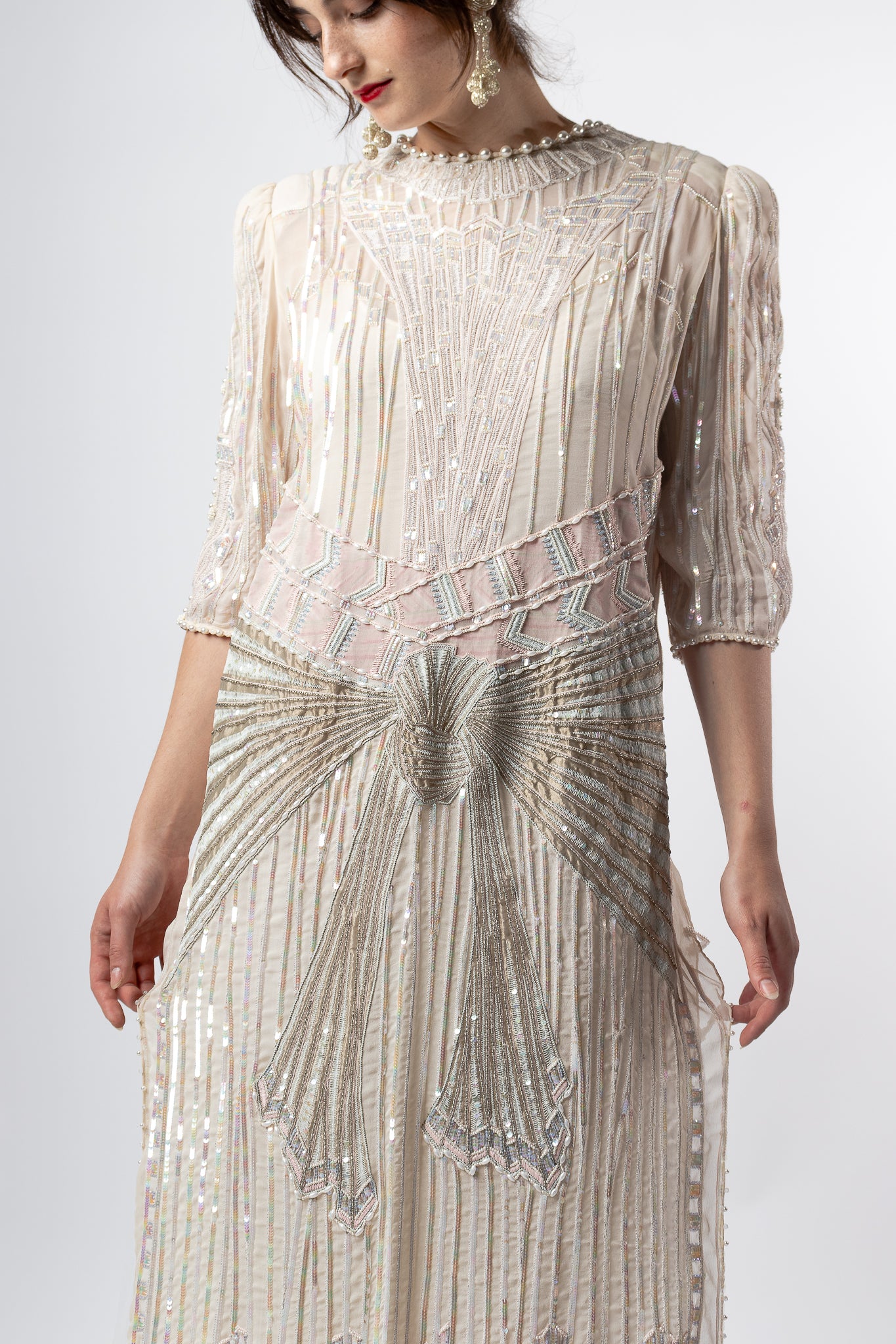Recess Los Angeles Vintage Consignment Romy Reiner Zandra Rhodes Beaded Layered Gown