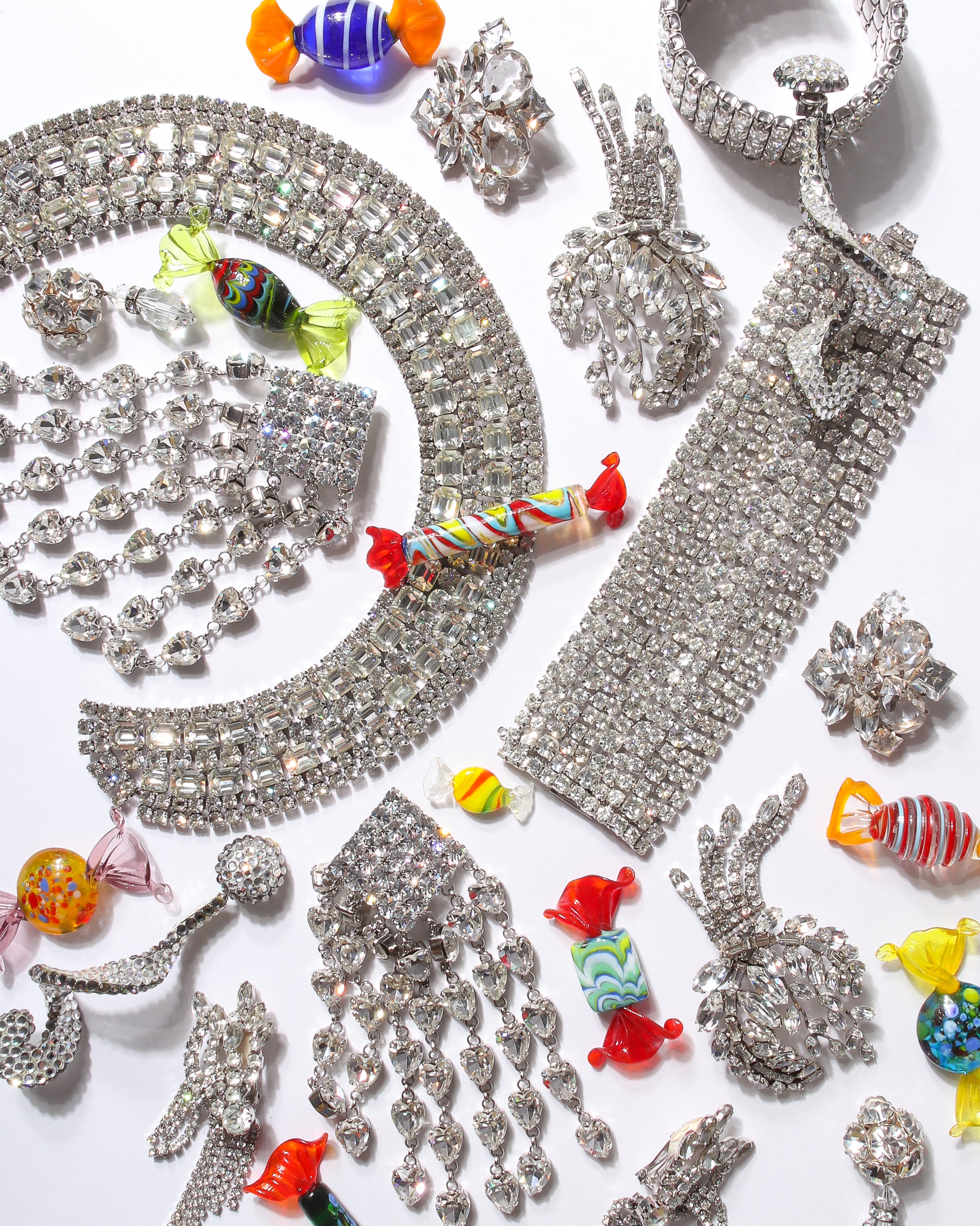 Recess Dresscode Los Angeles Vintage Hard Candy Silver Jewelry Rhinestones Crystal 