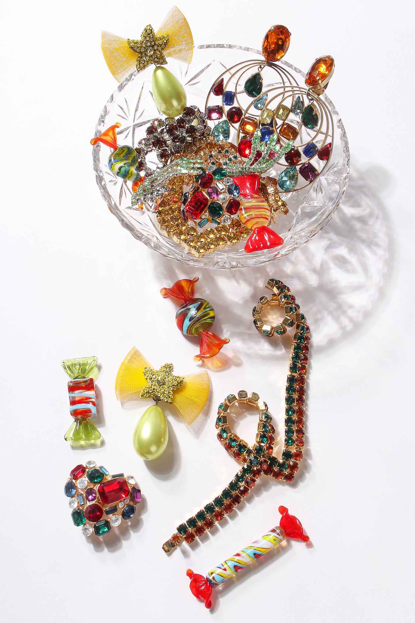Recess Dresscode Los Angeles Vintage Hard Candy Dish Jewelry Rhinestones Crystal Rainbow Skittles