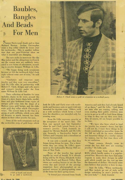 Recess Dresscode William deLillo Clark Mens Jewelry The Record Newspaper