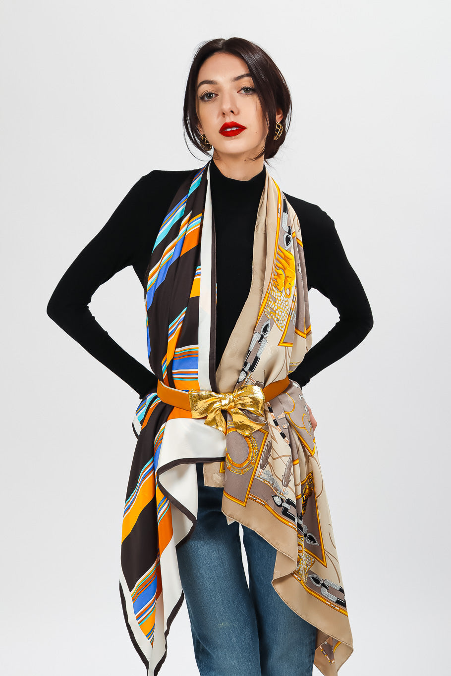 Amanda Rich in Vintage YSL and Cartier Scarves