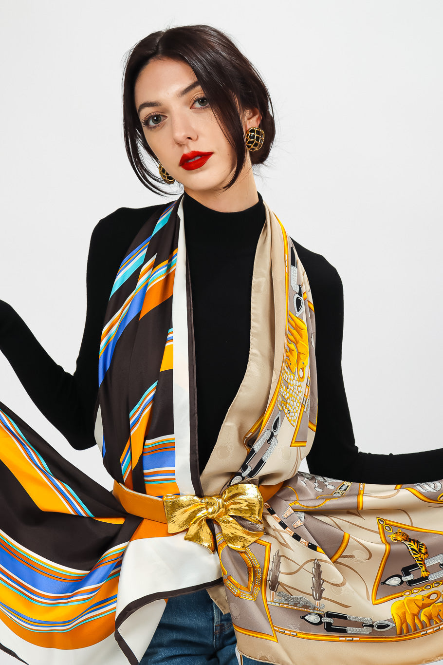 Amanda Rich in Vintage YSL and Cartier Scarves