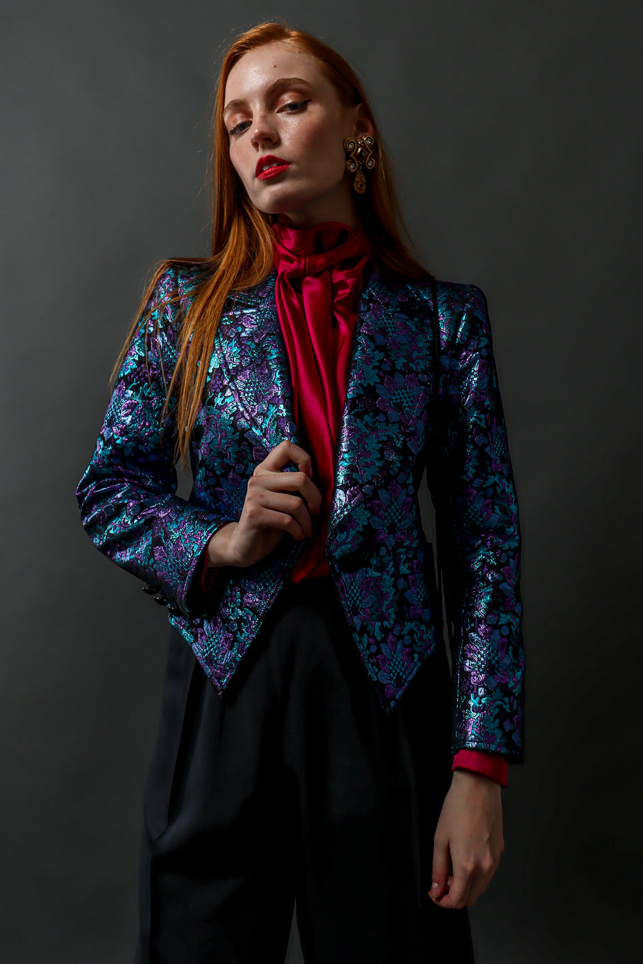 Emily O'Dette in Yves Saint Laurent Jacket & Purse Set @ Recess LA