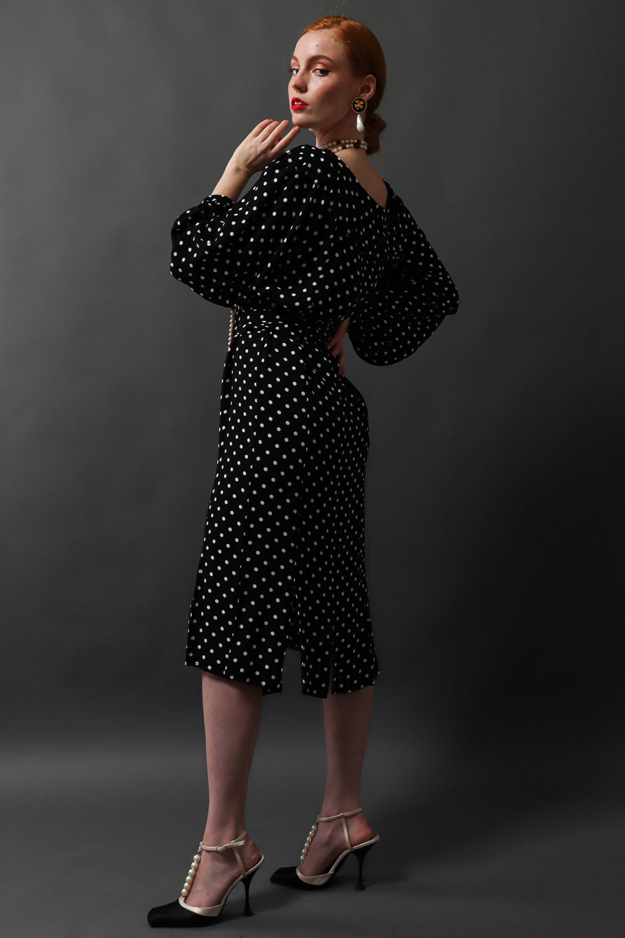 Emily O'Dette in Yves Saint Laurent Polka Dot Dress @ Recess LA