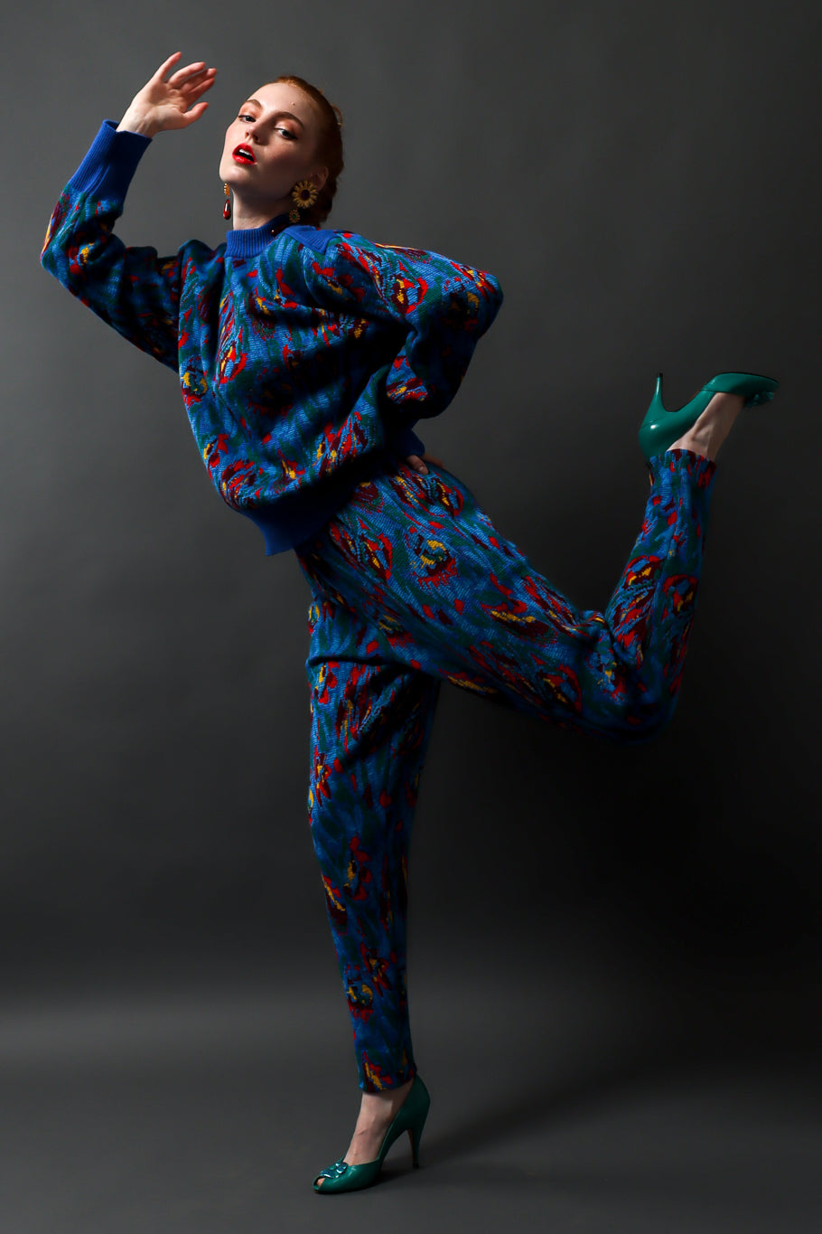 Emily O'Dette in Yves Saint Laurent Floral Knit Sweatsuit @ Recess LA