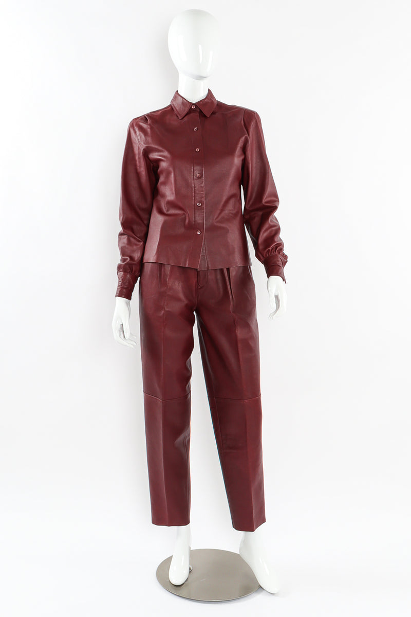 Vintage Calvin Klein Leather Shirt & Pant Set mannequin front @ Recess LA