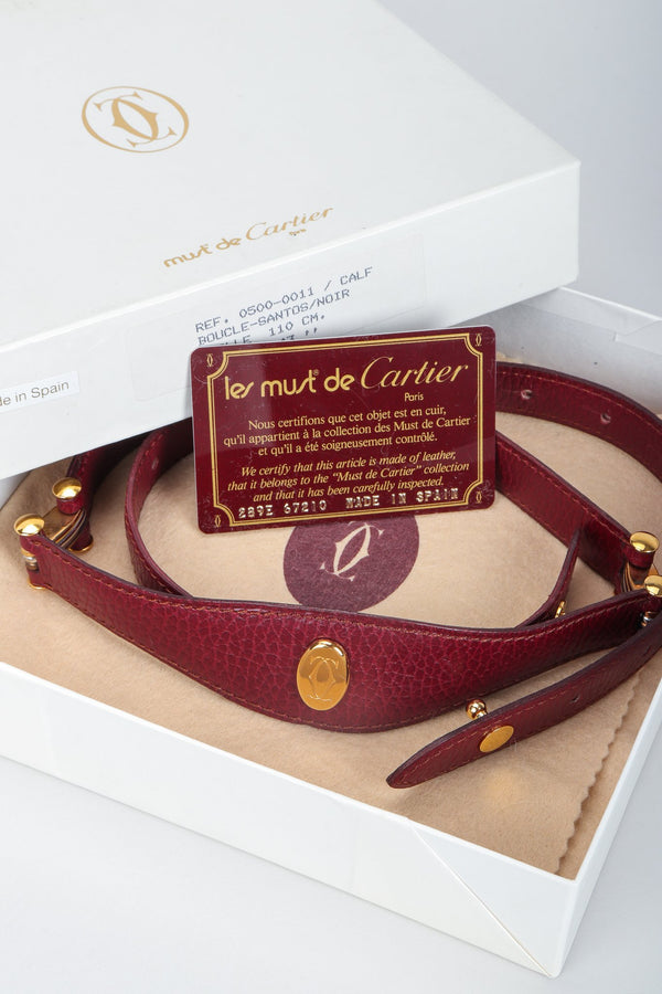 Vintage Cartier CC Logo Medallion Leather Belt Box Set with Certification at Recess Los Angeles