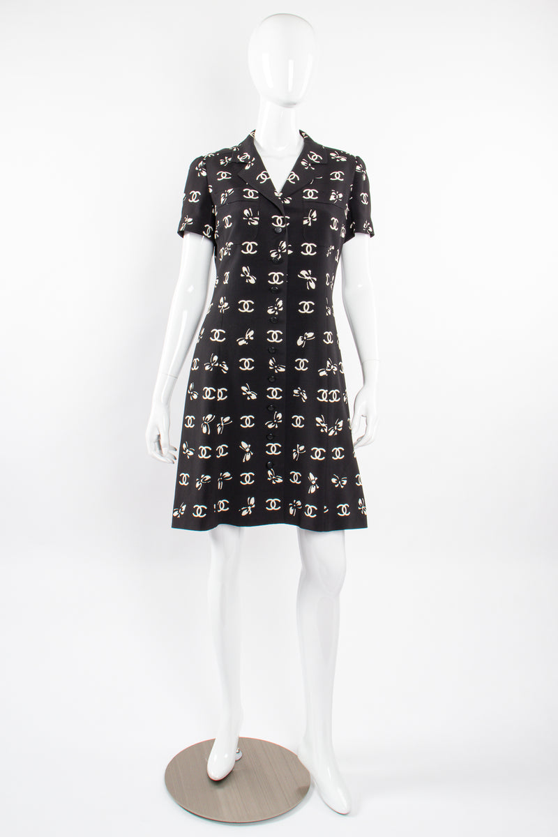 Chanel Vintage Black Dress W Iconic Chanel Logo Buttons and  Etsy