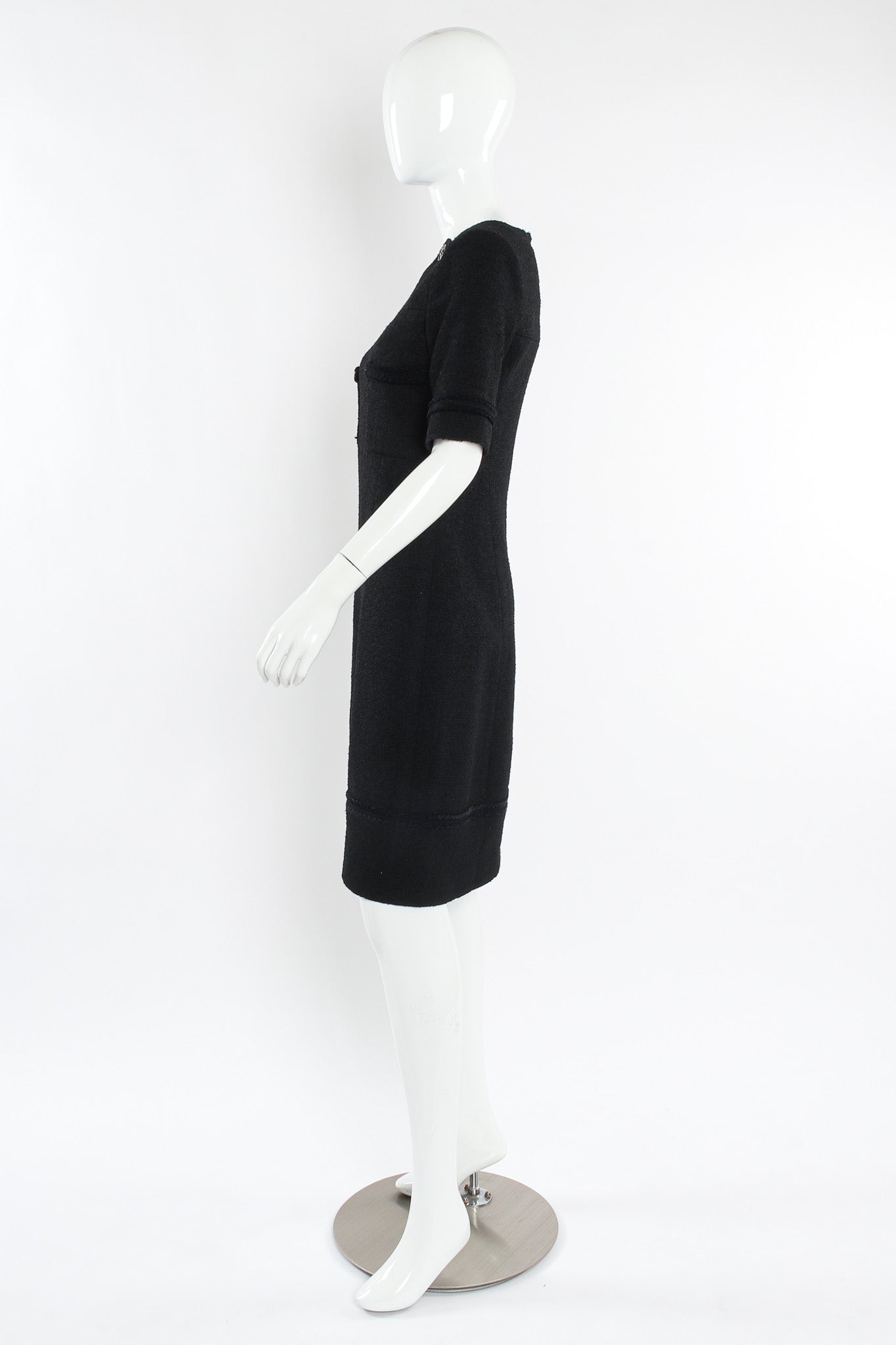 Dresses Chanel Chanel Wool Cashmere Lurex Knit CC Logo Buttons Sweater Dress