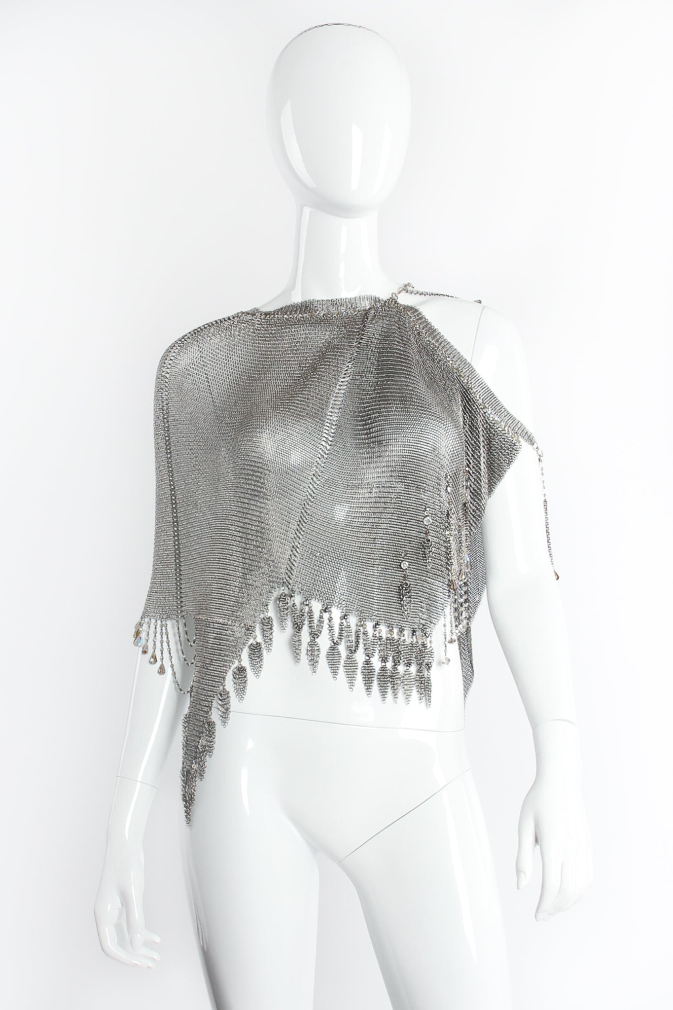 Asymmetrical Pewter Ring Mesh Wrap Skirt