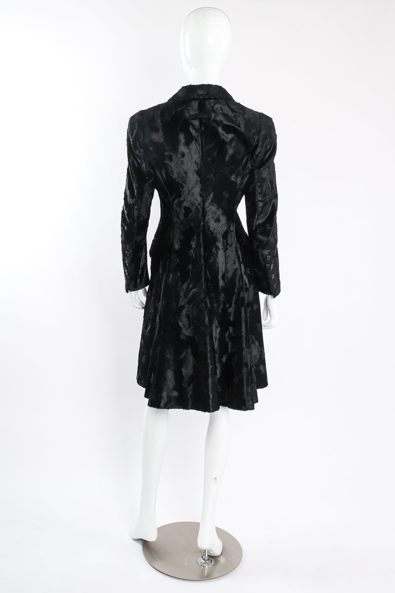Vintage Jean Paul Gaultier Femme Faux Fur Panne Velvet Trench Coat on Mannequin back at Recess LA
