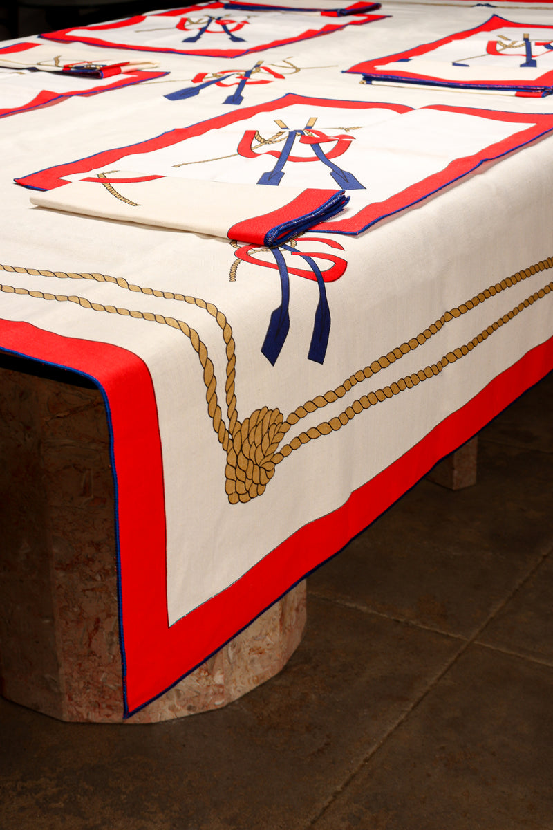 Vintage Gucci Linen Nautical Tablecloth Placemat Napkin Set – Recess