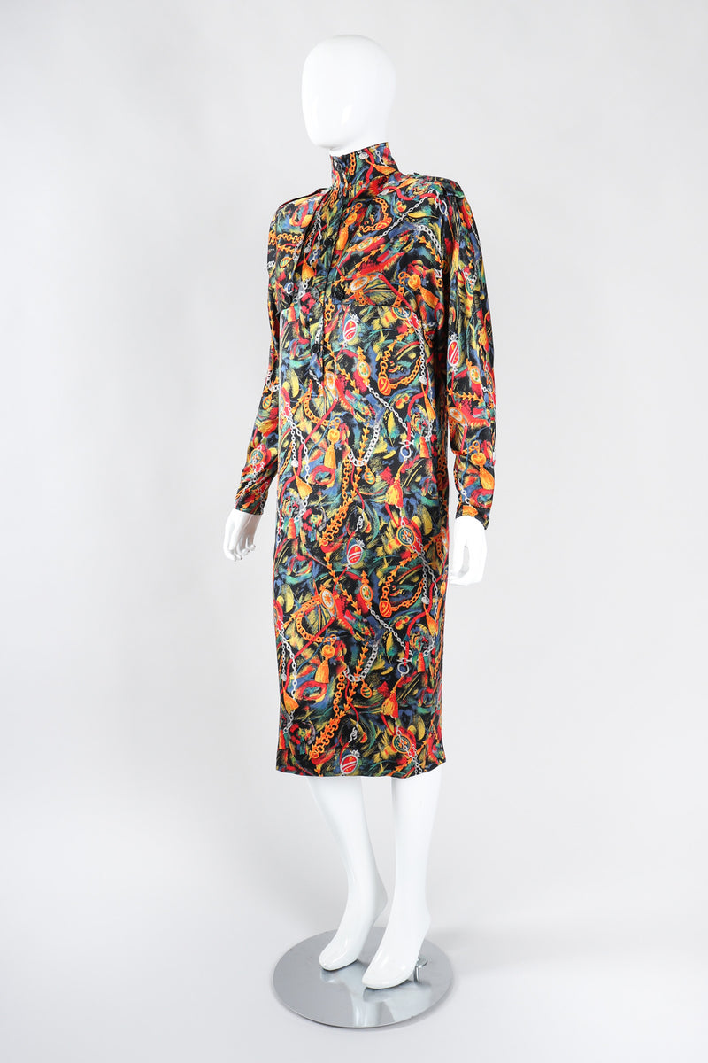 Vintage Gucci Chain Print Silk Trench Shift Shirt Dress – Recess