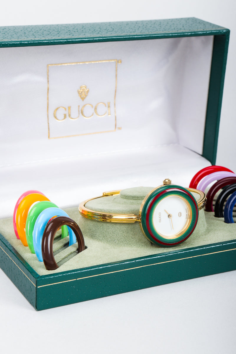 Vintage Gucci 1952 Boxed Bracelet Watch with Interchangeable Bezels – Recess