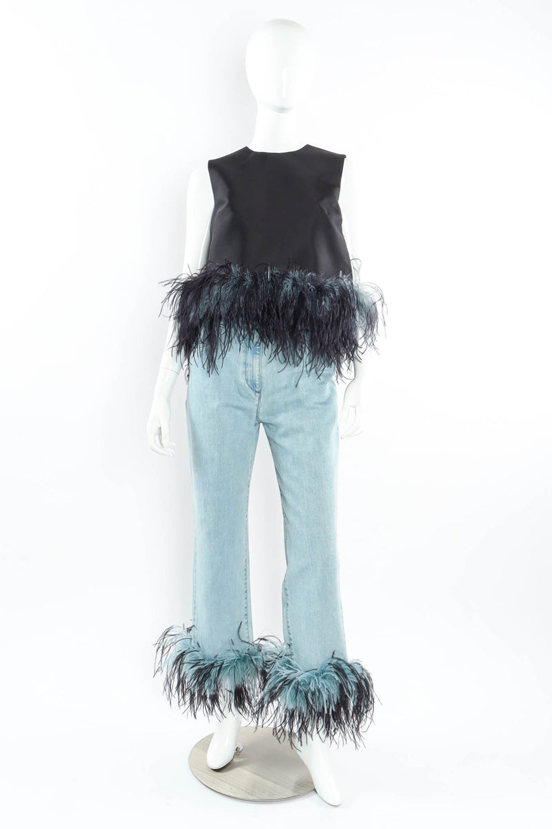 2017 Prada S/S Ostrich Feather Denim Pant – Recess