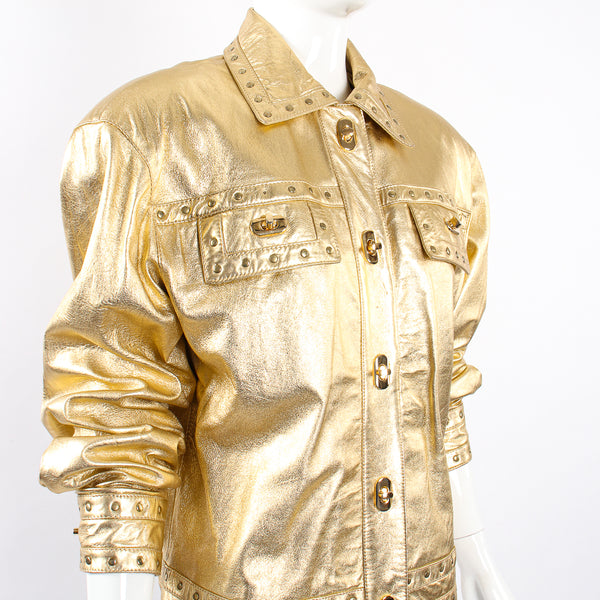 Vintage Suzelle Gold Leather Turnlock Jacket – Recess