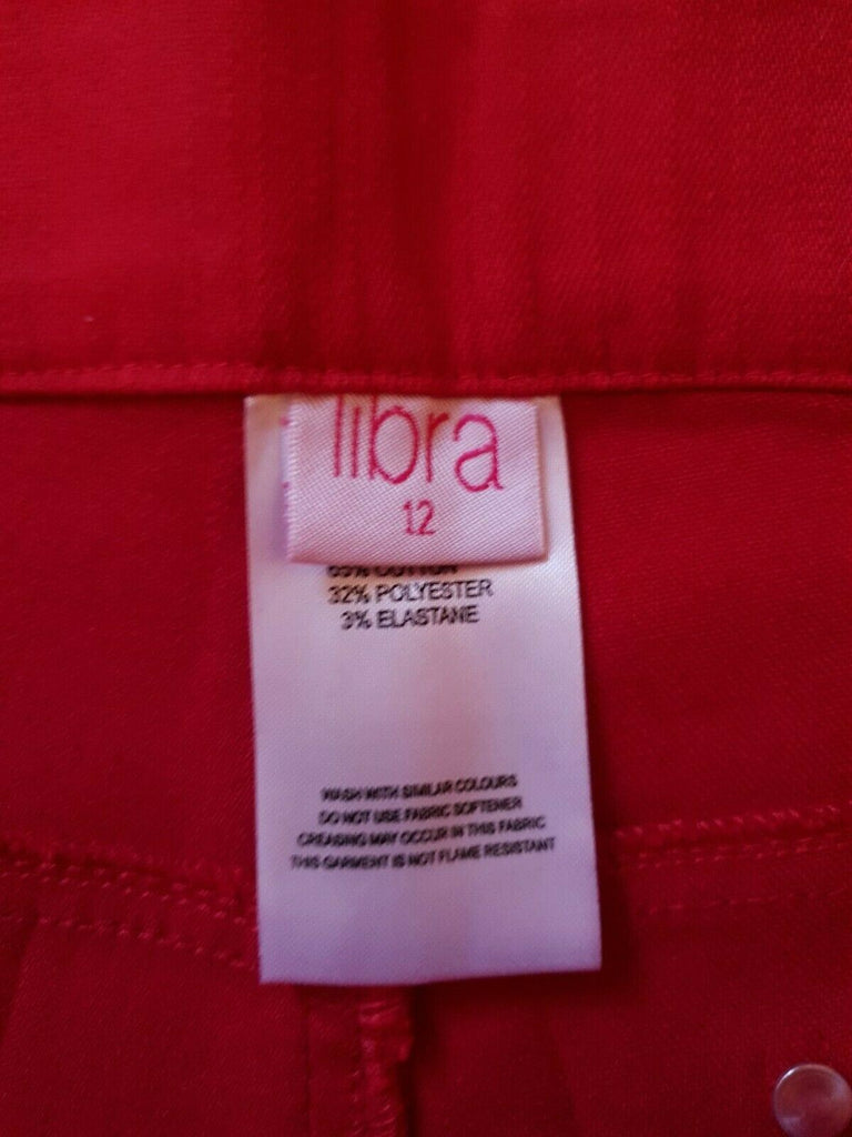 Libra Red Straight Leg High Rise Stretch Jeans UK 12  RRP £89.95