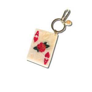 Hand-Painted Ace of Hearts Bag Charm + Keychain - The Sōl Collective