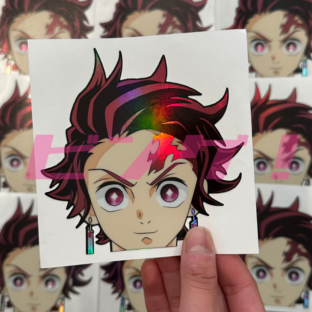 Tanjiro Kamado Head on Red Fire Sticker - Anime PNG Sticker