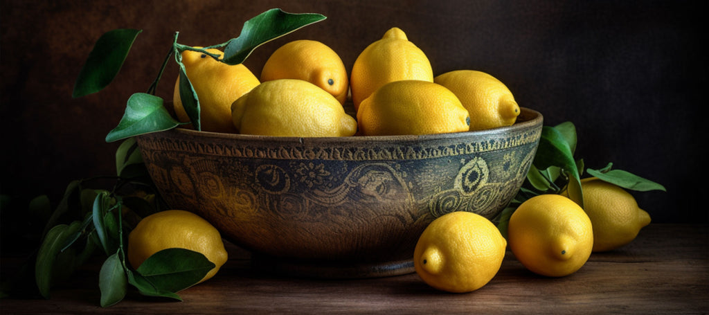 Bowl of lemons long