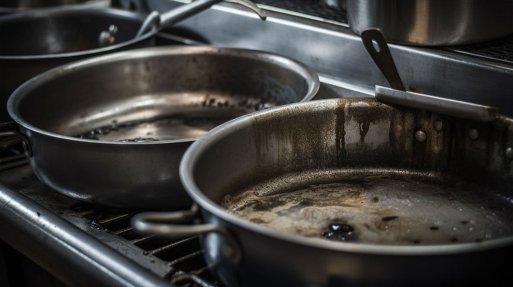 Dirt Stainless steel pans long