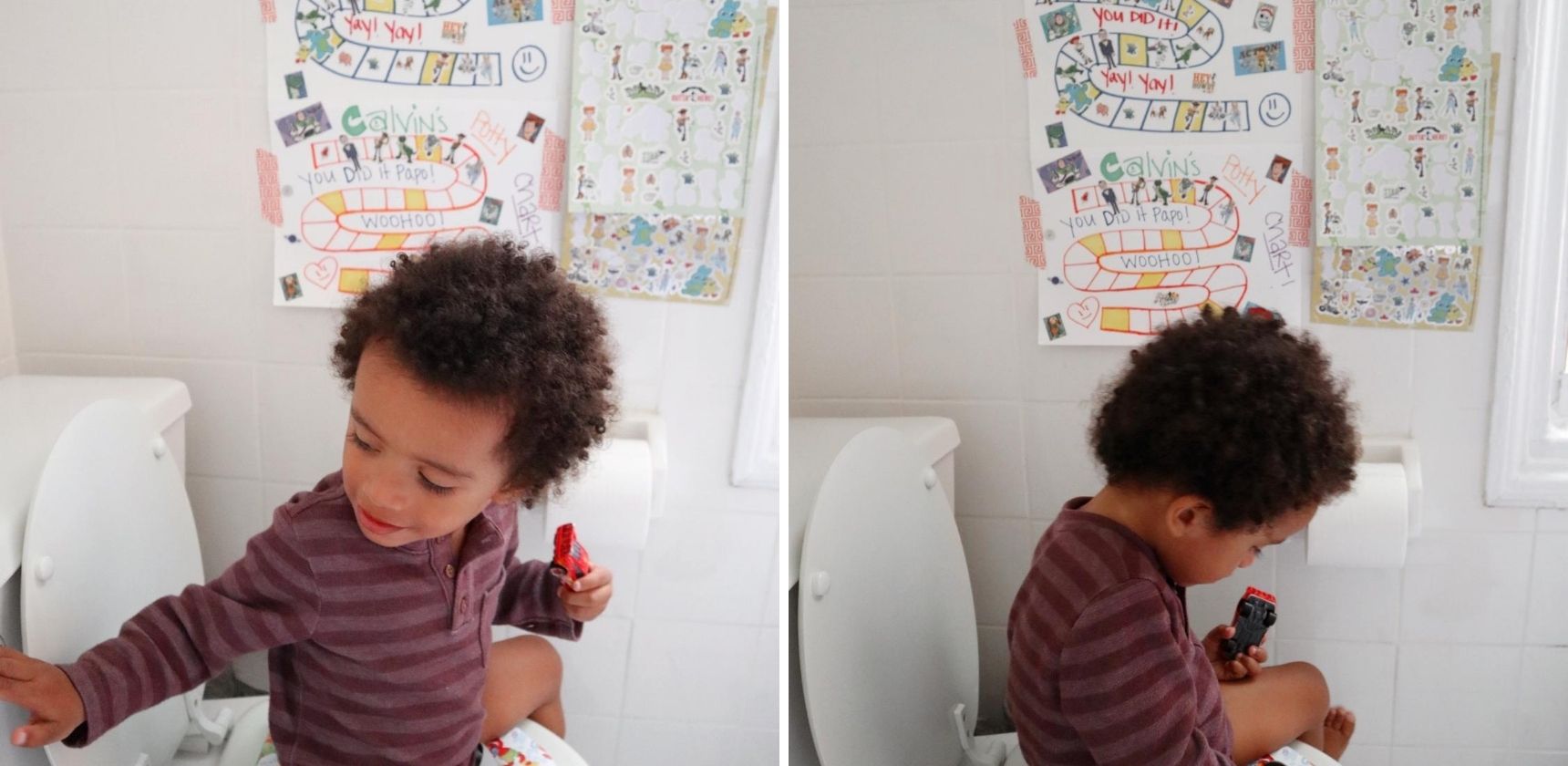 Boy Inspecting Potty Chair