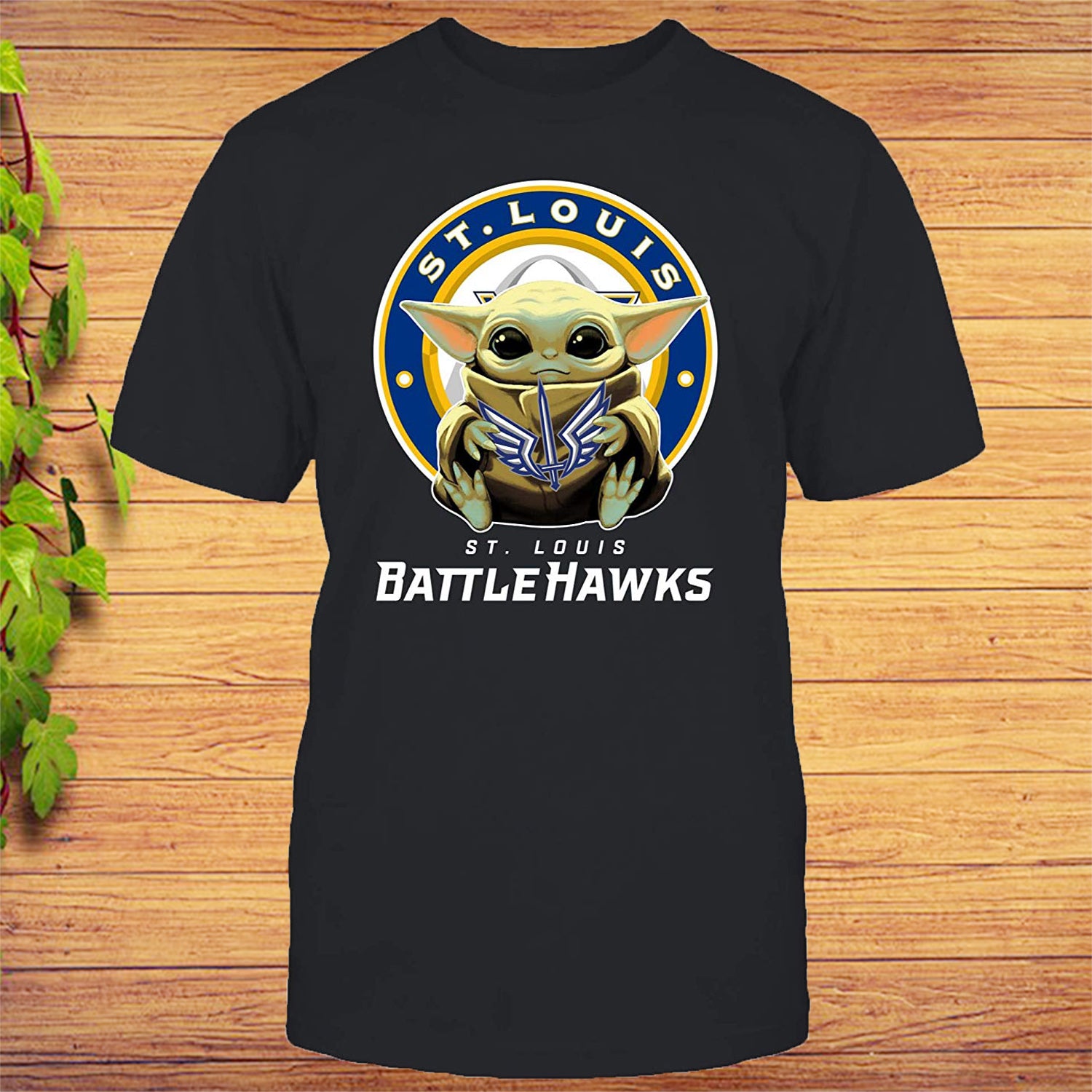 Baby Yoda Hug St-Louis Football BattleHawks T-Shirt – Ischie Store