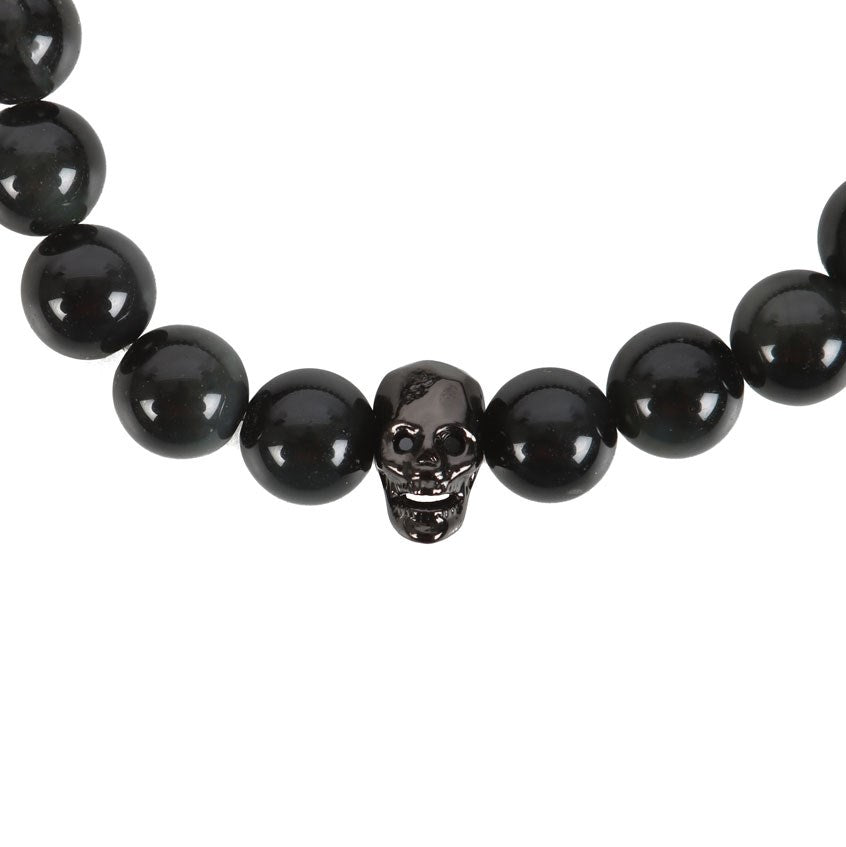 Gothic Gifts Black Obsidian Skull Bracelet