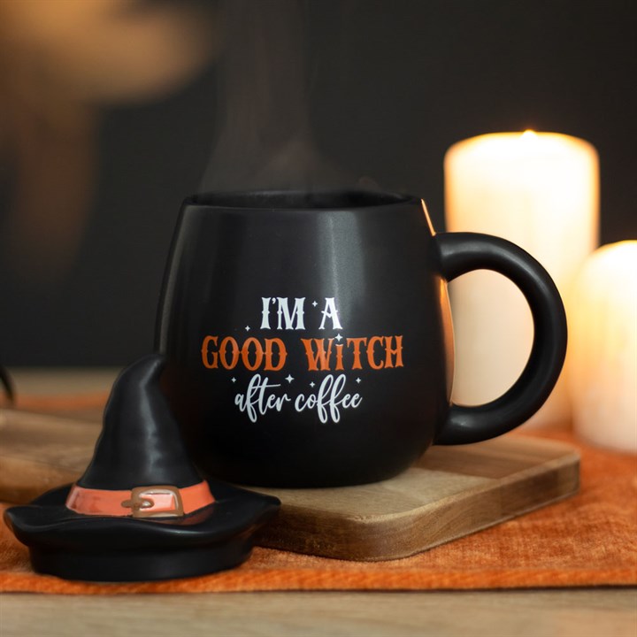 Gothic Gifts I'm A Good Witch After Coffee Topped Mug