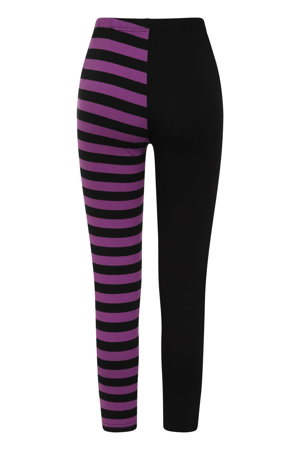 Banned Half Black Half Stripes Leggings - Purple