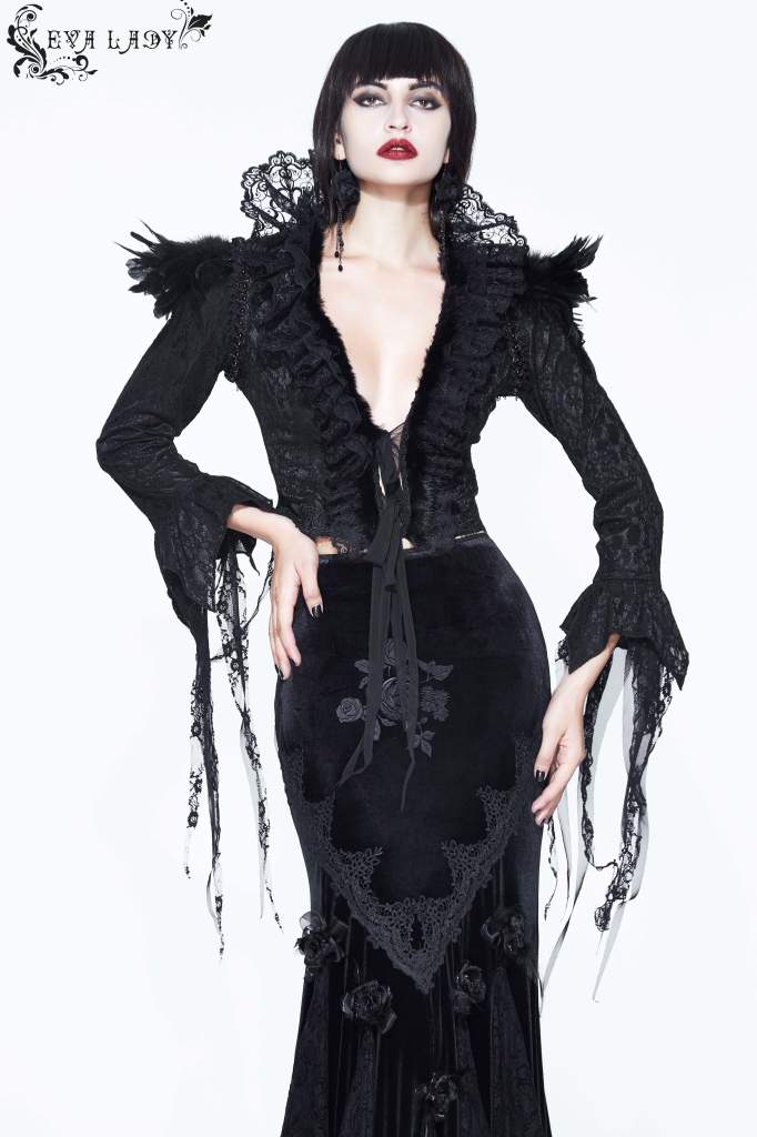 Eva Lady Feather & Lace Gothic Jacket - Kate's Clothing