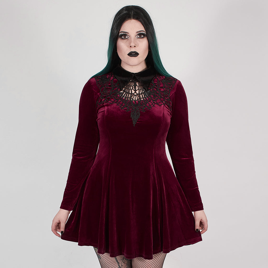 Punk Rave Patti Dress Burgundy - Size UK 12 Left Only!