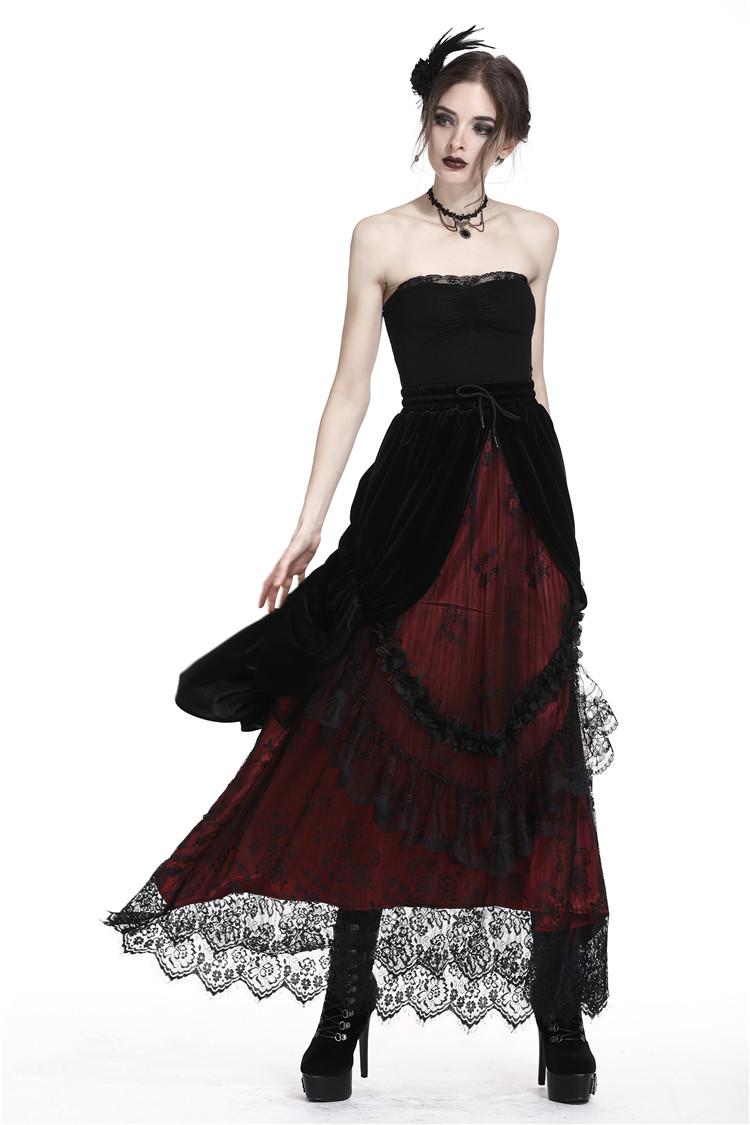 Dark In Love Arabella Red Maxi Skirt | Kate's Clothing