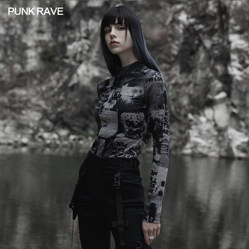 Punk Rave Sorcha Long Sleeve Top Grey