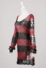 Load image into Gallery viewer, Punk Rave Red &amp; Black Ruin Sweater - Kate&#39;s Clothing