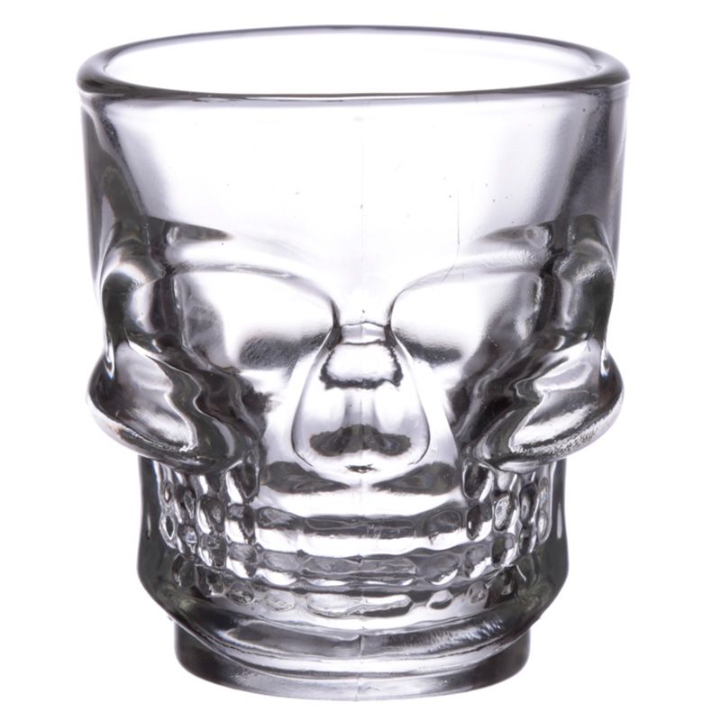 Gothic Gifts Set of 2 Skulls & Roses Skull Shot Glasses