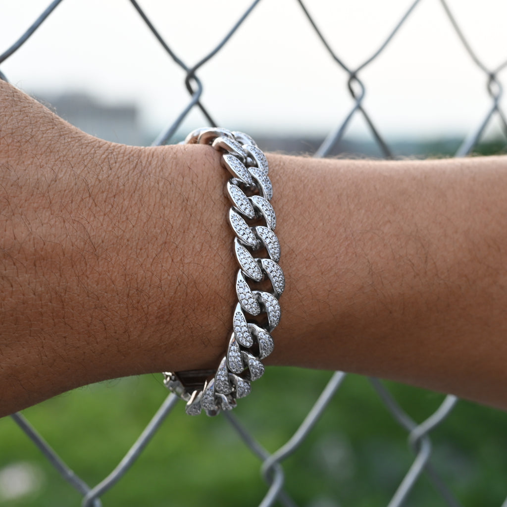 Yellow Gold Links With White Diamonds On a Cord Bracelet