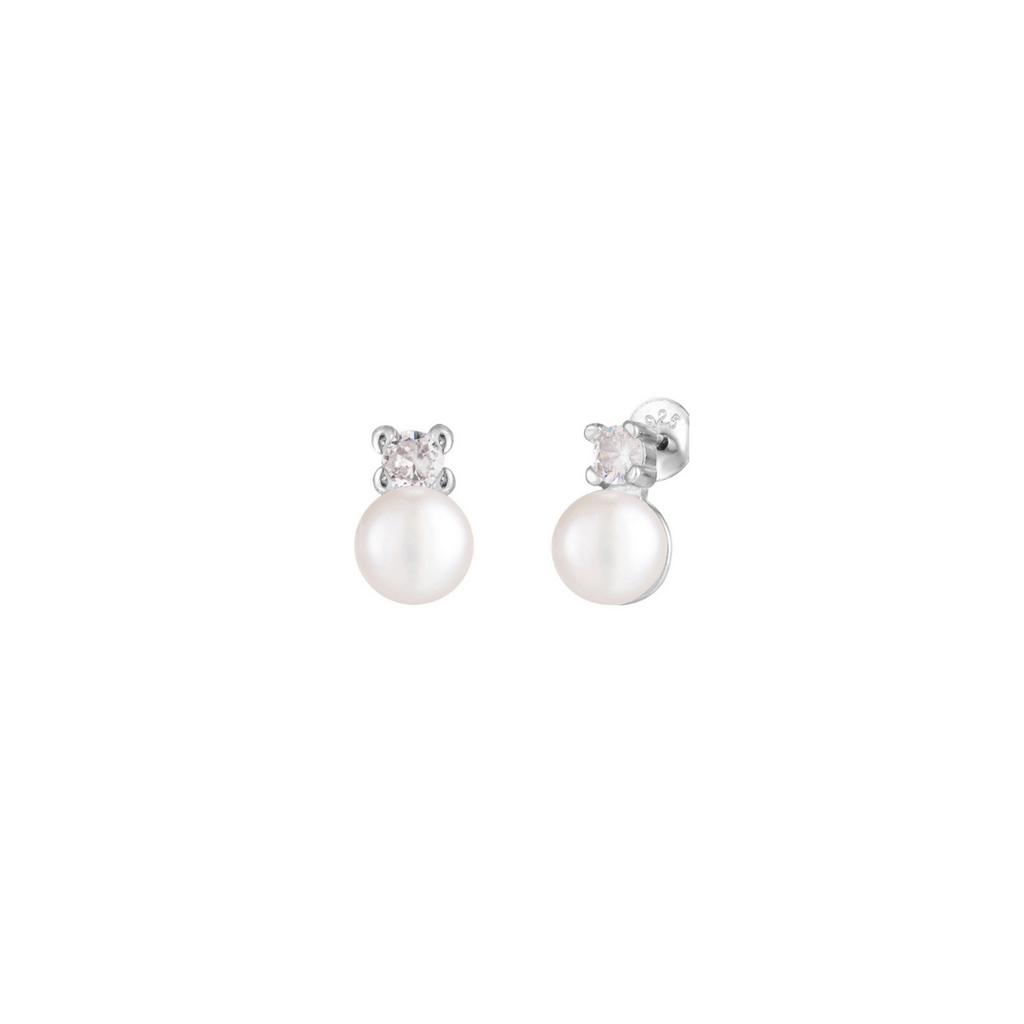 White Pearls Bow Tie Stud Earrings – PearlsCharming