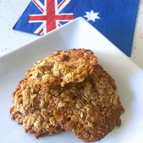 Oaty Snaps on plate with Australian Flag in the Background
