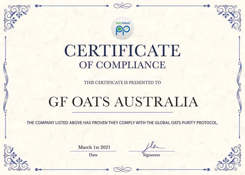 Oats purity certificate