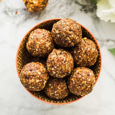 Muesli and Peanut Butter Balls in a bowl