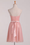 2022 A Line Bridesmaid Dresses Sweetheart With Ruffles And Sash Tulle PCLYB878