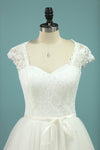 2022 A Line Wedding Dresses Off The Shoulder Tulle With Applique PL1B65C3