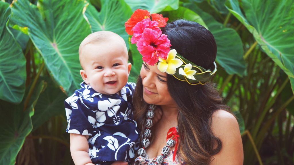 hawaiian mother with baby