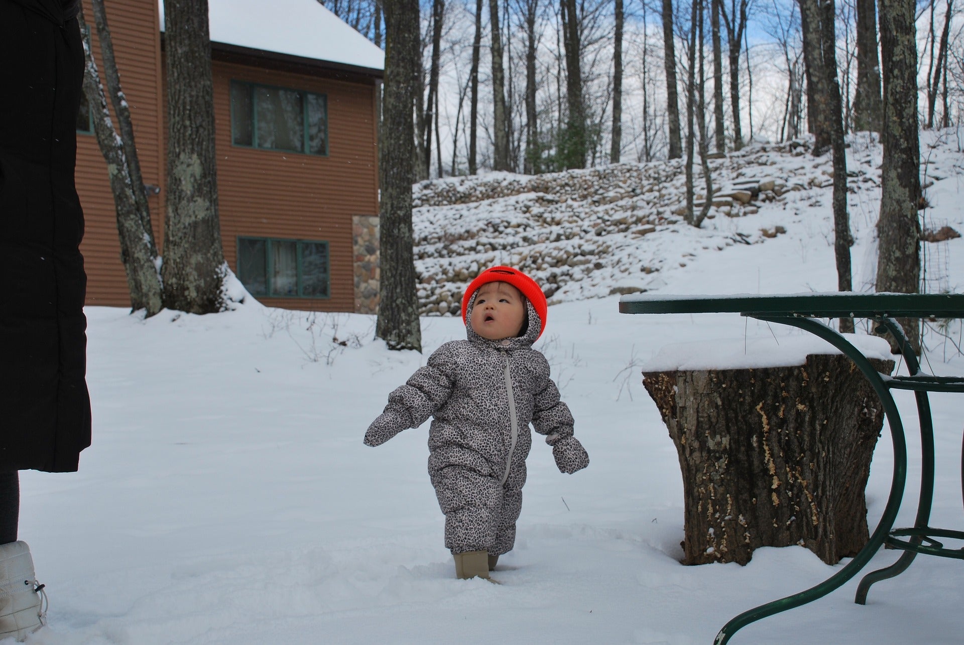 Baby exploring in the snow