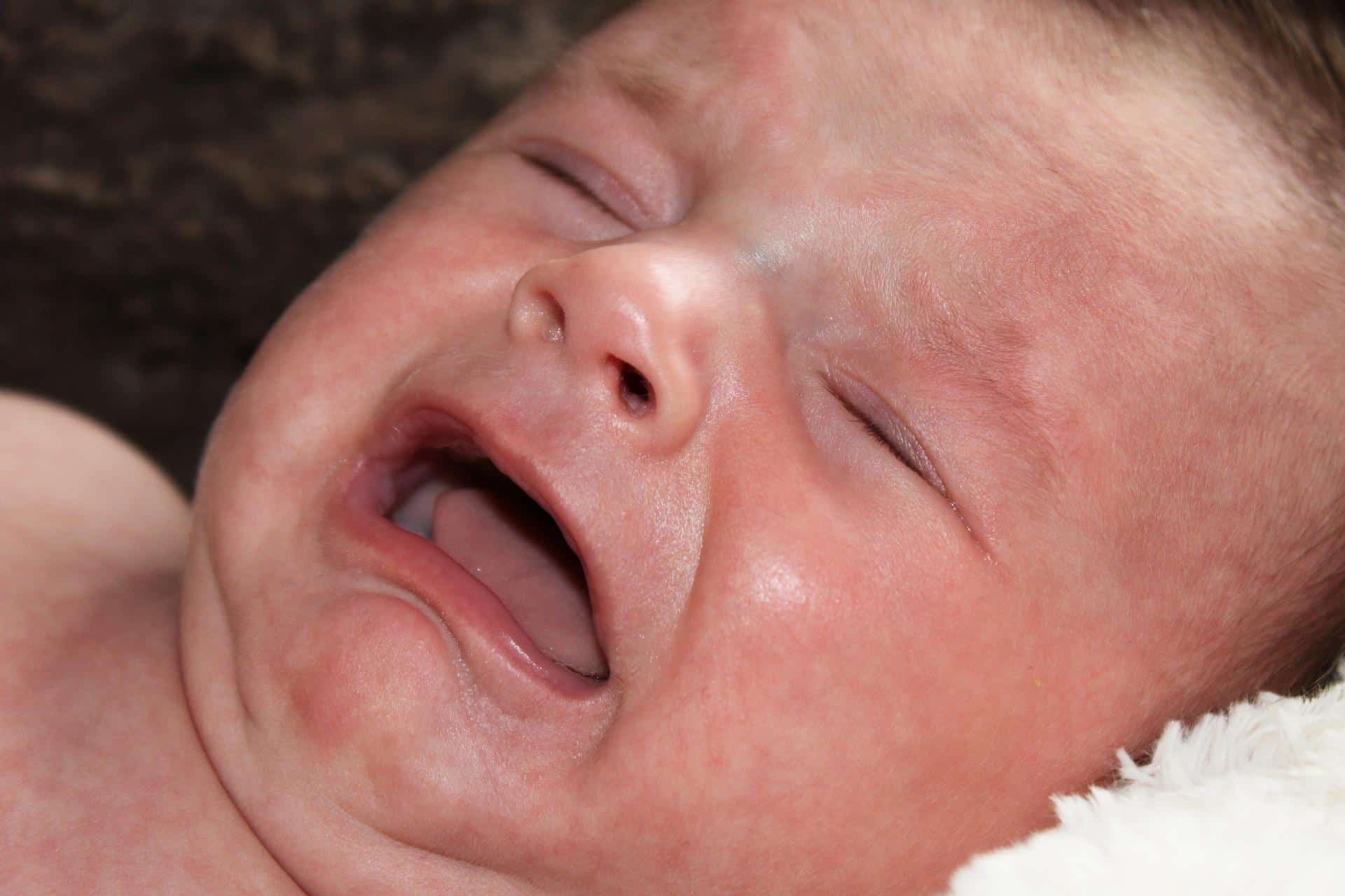 close-up of crying infant